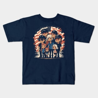 Patriotic American Family Kids T-Shirt